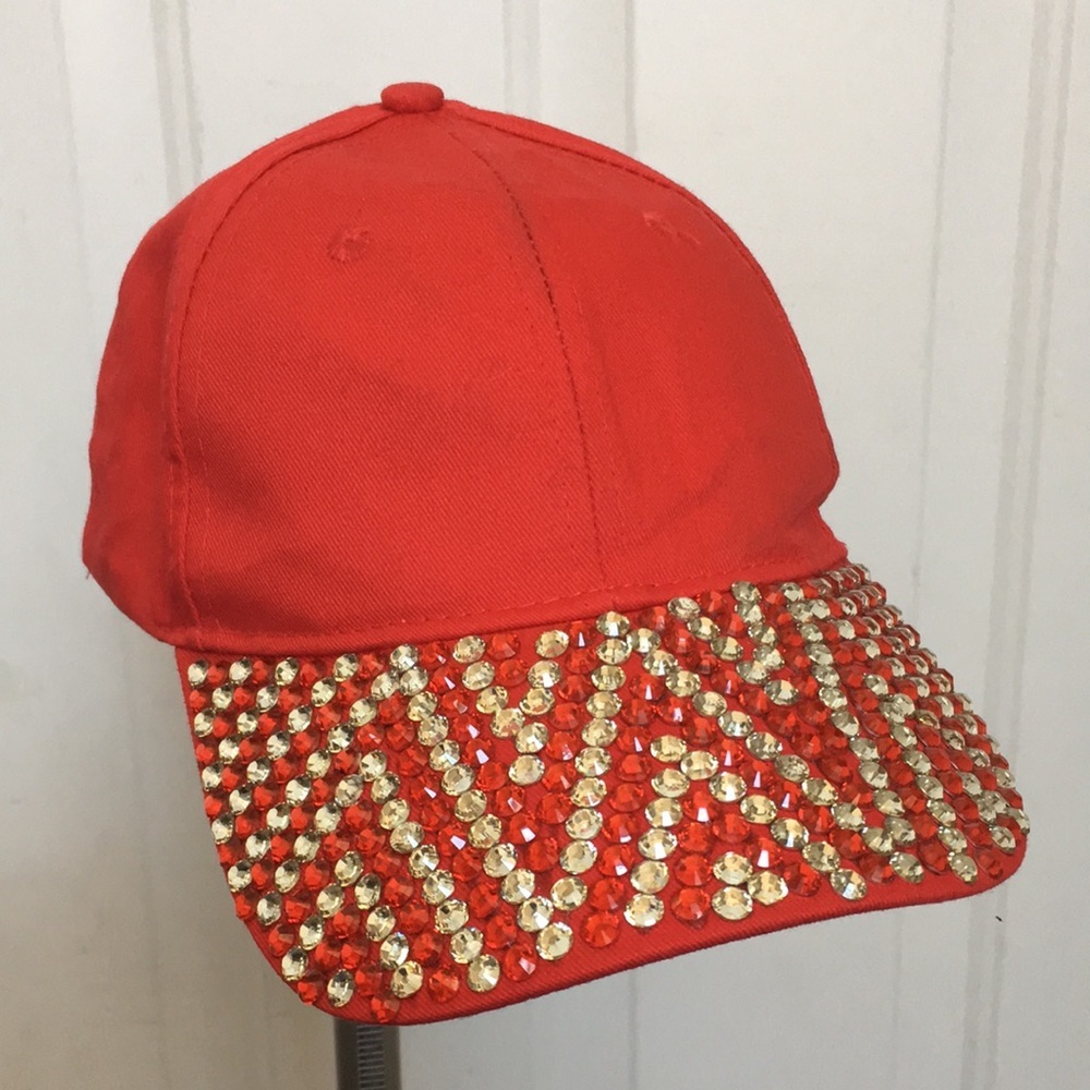 FINAL MARKDOWN Ladies Glam Bling Red Zigzag Ball Cap